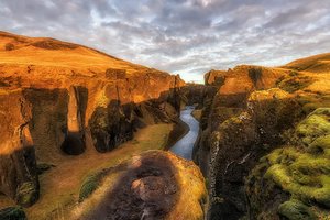 Обои на рабочий стол: Fjadrargljufur, iceland, Ислпндия, каньон, рассвет, утро