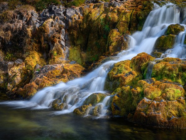 Dynjandi waterfall, водопад, исландия, камни, мох