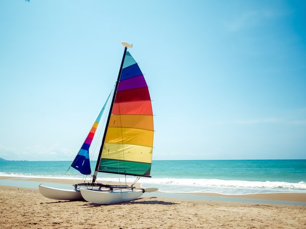 beach, boat, colorful, sand, sea, summer, wave, волны, лето, море, парус, песок, пляж, яхта
