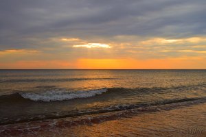 Обои на рабочий стол: sea, sunset, волны, закат, море