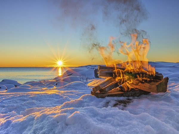 Arendal, Raet Nationalpark, дрова, костер, норвегия, снег