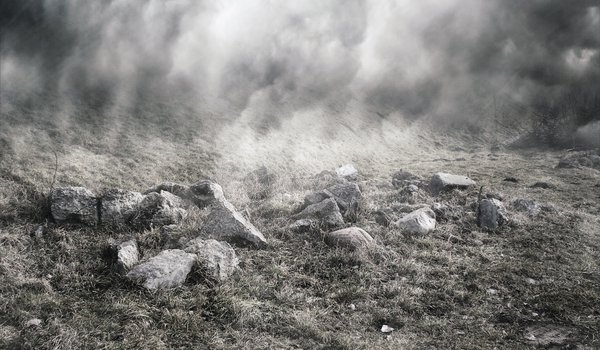 Обои на рабочий стол: камни, туман