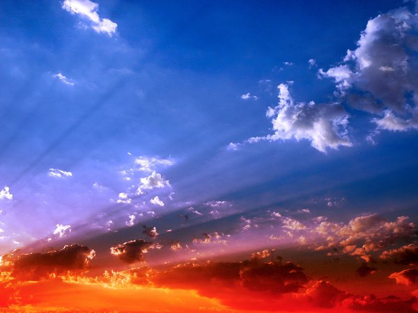 восход, небо, облака, свет