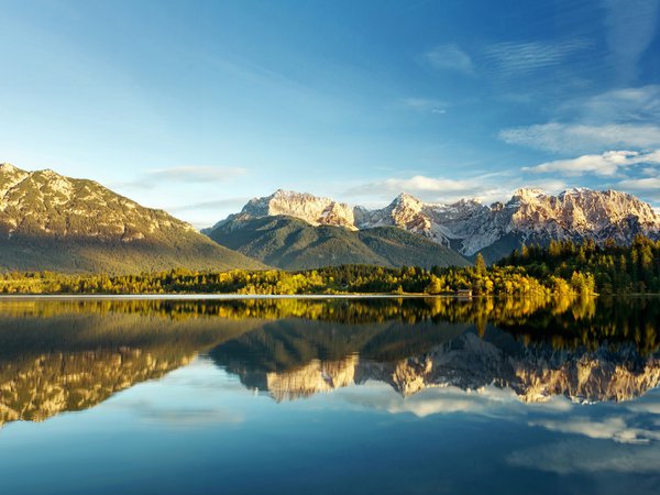 горы, озеро, отражение