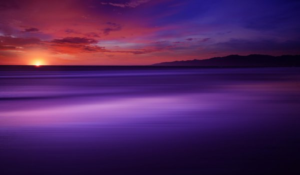 Обои на рабочий стол: закат, тихий океан, фиолетовый