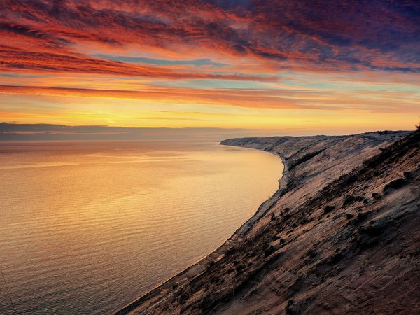 закат, море