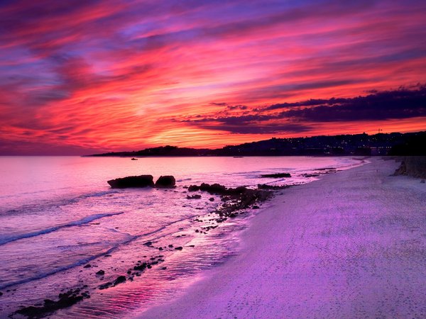 закат, море, пляж