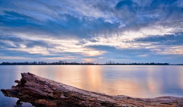 Обои на рабочий стол: вода, закат, небо, озеро