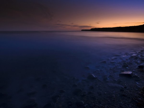 берег, закат, море