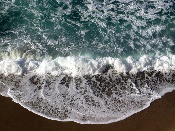 берег, волна, пена, песок, прилив