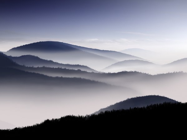 горы, туман
