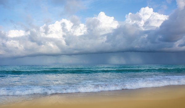 Обои на рабочий стол: beach, blue, sand, sea, seascape, summer, wave, волны, лето, море, небо, песок, пляж