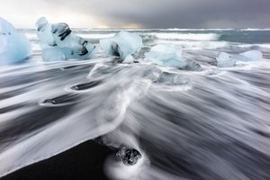 Обои на рабочий стол: берег, выдержка, исландия, лед, море, природа