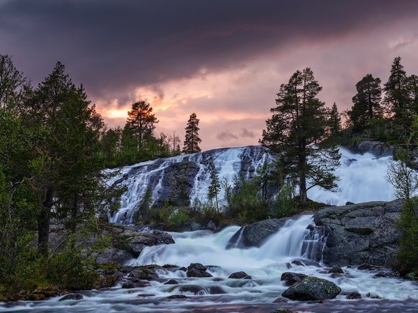 водопад, природа, река