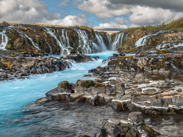 Bruarfoss, iceland, вода, водопад, исландия, поток