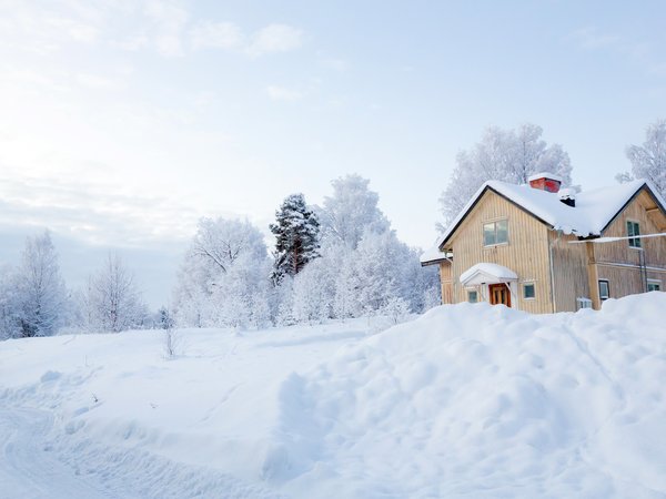 beautiful, cottage, house, landscape, nature, snow, winter, деревья, домик, зима, зимний, пейзаж, природа, снег