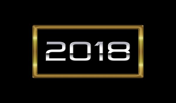 Обои на рабочий стол: 2018, золото, новый год, рендеринг, рождество, цифры, черное