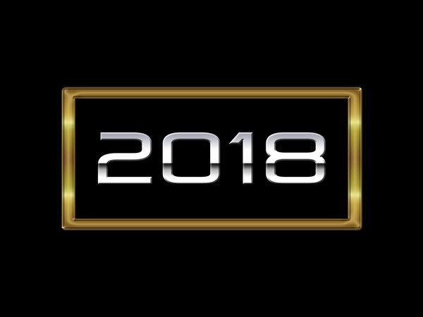 2018, золото, новый год, рендеринг, рождество, цифры, черное