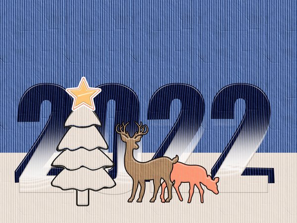 2022, елка, новый год, олени