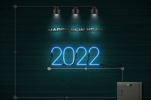 Обои на рабочий стол: 2022, 2022 year, happy new year, neon sign