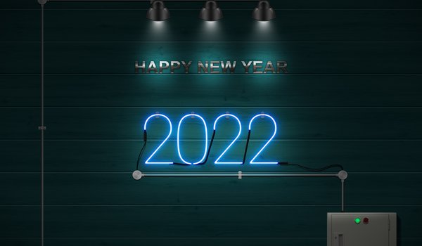 Обои на рабочий стол: 2022, 2022 year, happy new year, neon sign
