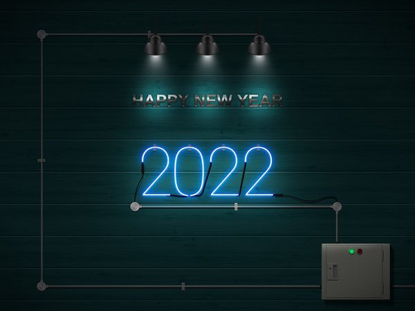 2022, 2022 year, happy new year, neon sign