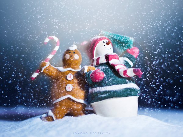 happy, new year, snow, snowman, winter, новый год, праздник, пряник, снеговик