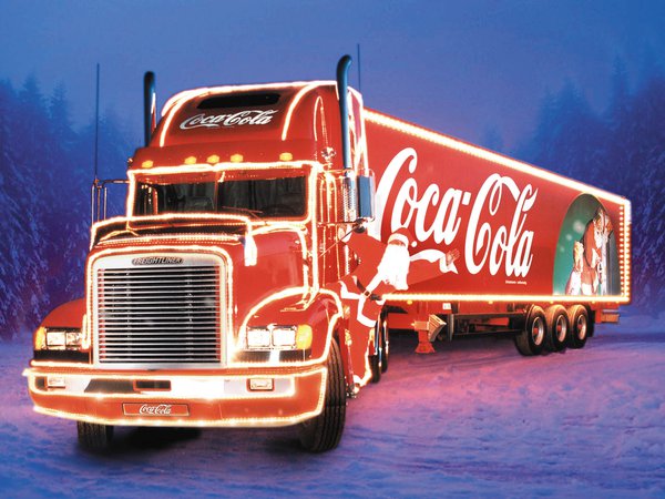 coca cola, freightliner, грузовик, новый год, тягач, фура
