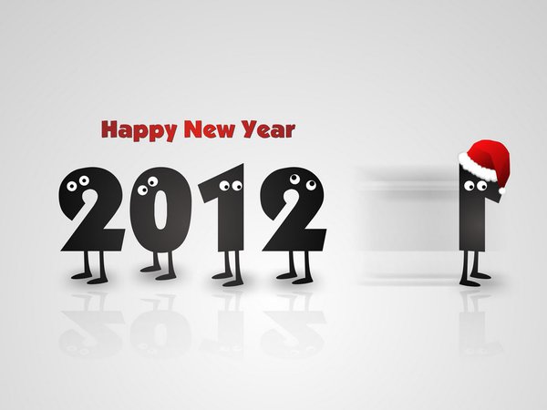 2012, christmas, happy new year, merry, глаза, год, колпак, новый год, праздник, рождество, смена 2011, цифры, число