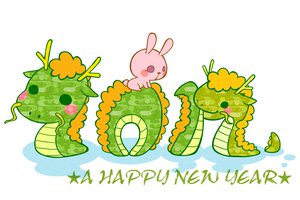 Обои на рабочий стол: 2012, dragon, new year, дракоша, кролик, новый год