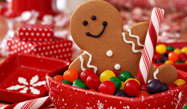 Обои на рабочий стол: конфеты, новогоднее, новый год, печенье, печенька, праздник, рождество, сладости