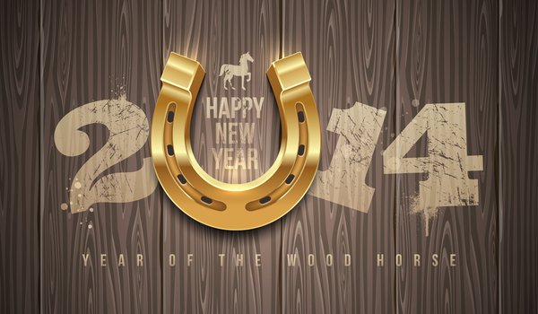 Обои на рабочий стол: 2014, 2014 год, happy new year, year of the wood horse, год дерева лошади, с новым годом