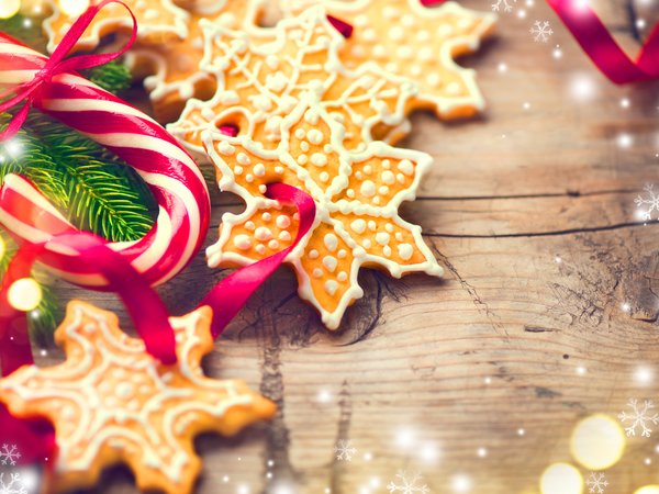 cookies, decoration, gingerbread, merry christmas, wood, новый год, печенье, пряники, рождество