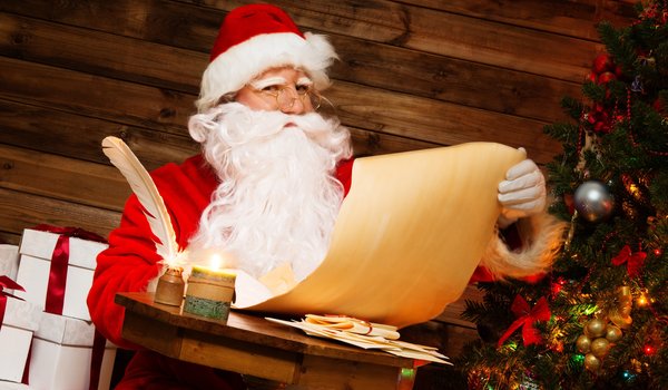 Обои на рабочий стол: дед мороз, елка, новый год, письмо, подарки, праздник