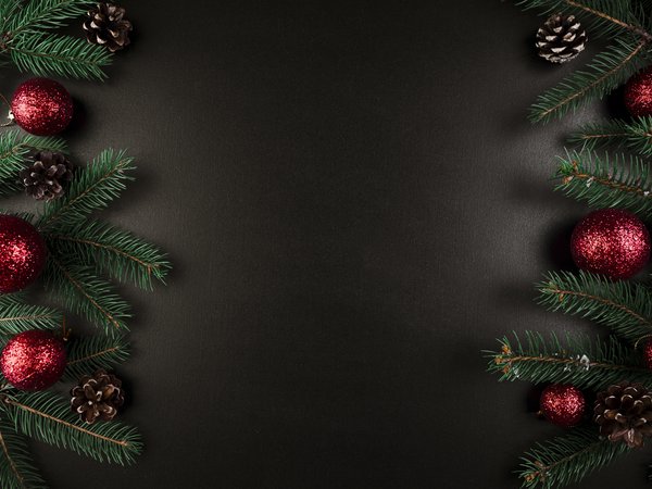 balls, christmas, decoration, fir tree, merry, new year, ветки ели, елка, новый год, рождество, шары