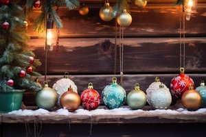 Обои на рабочий стол: background, balls, bokeh, christmas, decoration, happy, merry, new year, tree, елка, новый год, рождество, фон, шары