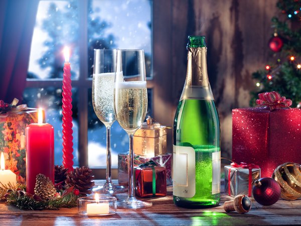 balls, christmas, decoration, gift, merry christmas, Xmas, бокалы, новый год, рождество, шампанское