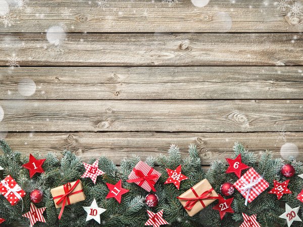 balls, decoration, gifts, merry christmas, snow, wood, ветки, доски, звезды, новый год, подарки, рождество, шарики