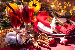 Обои на рабочий стол: decoration, merry christmas, orange, punch, tea, wine, глинтвейн, новый год, рождество, сервировка