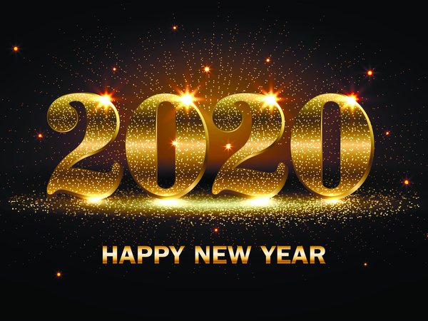 2020, звездочки, надпись, новый год