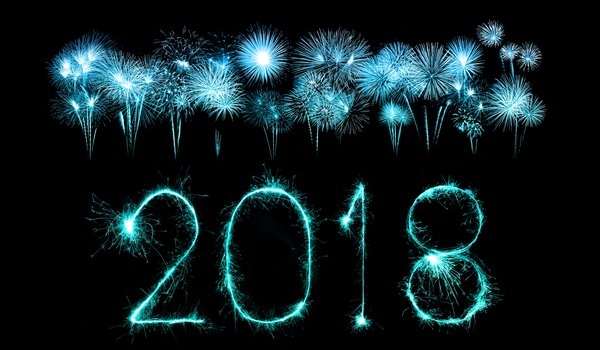 Обои на рабочий стол: 2018, blue, fireworks, happy, happy new year, holiday celebration, lights, new year, новый год, салют, фейерверк