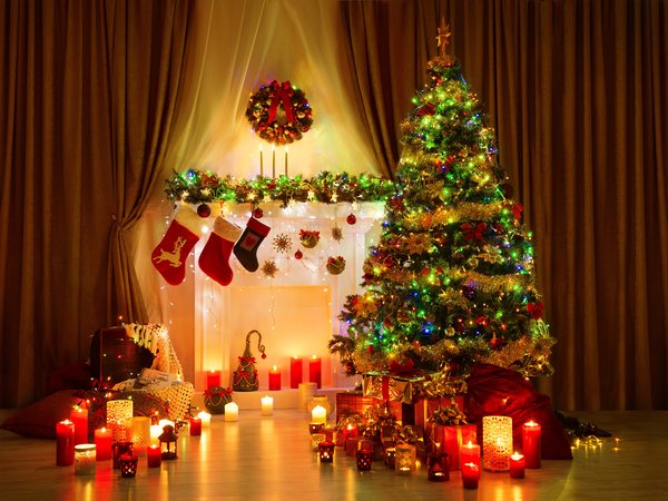 christmas, interior, tree, елка, интерьер, Новогодний, рождественский