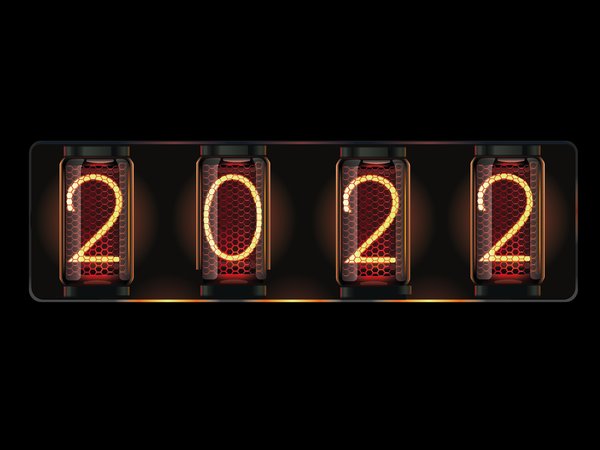 2022, Gas-discharge lamp, новый год, фон, цифры