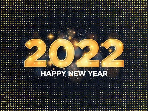 2022, золото, новый год, фон, цифры