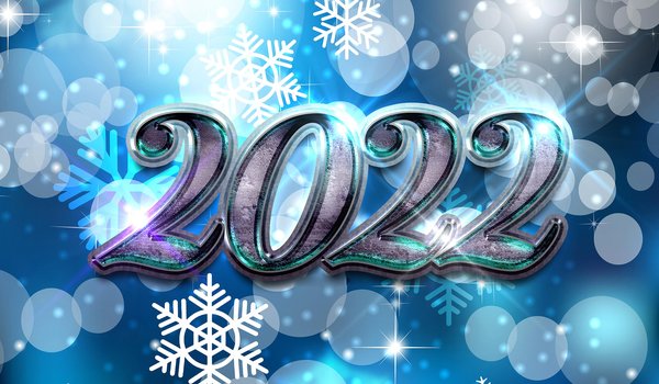 Обои на рабочий стол: 2022, new year, зима, новый год, снежинки, фон, цифры