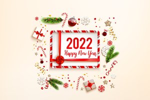 Обои на рабочий стол: 2022, new year, ветки, елка, новый год, подарок, узоры, фон, цифры