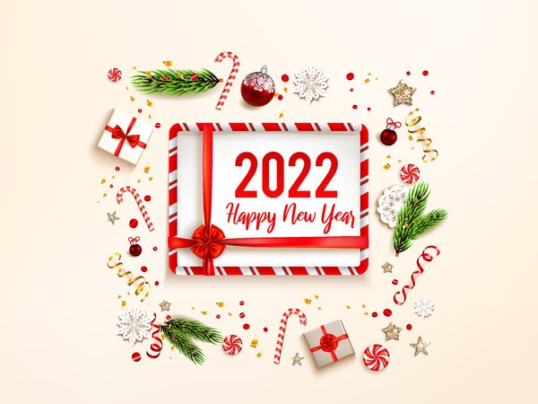 2022, new year, ветки, елка, новый год, подарок, узоры, фон, цифры