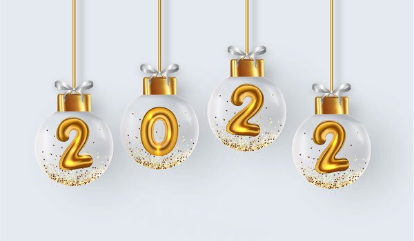 Обои на рабочий стол: 2022, новый год, рождество, фон, цифры, шарики, шары