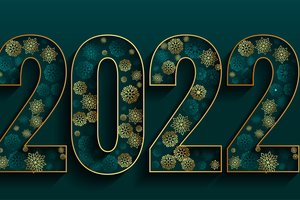 Обои на рабочий стол: 2022, зелёный фон, новый год, рождество, цифры