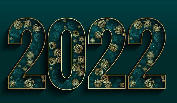 Обои на рабочий стол: 2022, зелёный фон, новый год, рождество, цифры